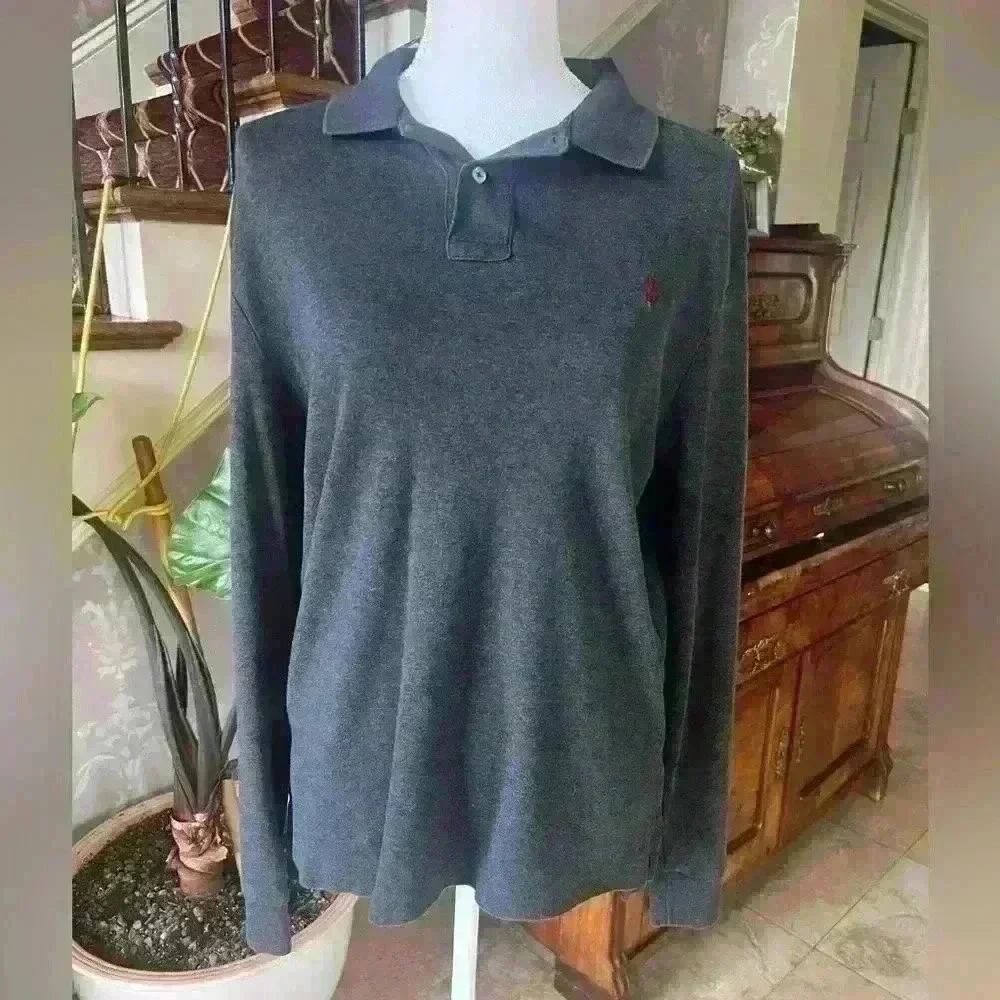 Men’s Polo Ralph Lauren long sleeve 100% cotton shirt L very good condition gray